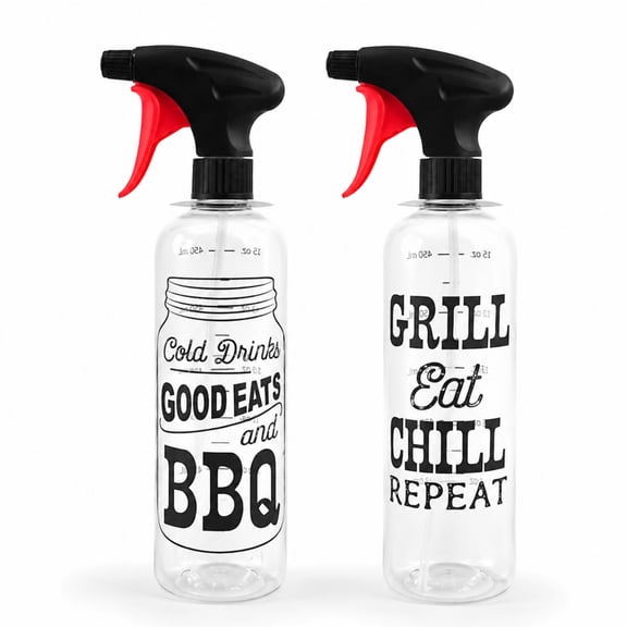 2 Pack BBQ Oil Sprayer Bottle Set, Refillable BPA-Free Fine Mist Spray Bottles for Cooking, Grilling, Air Fryer, Salad Dressing & Kitchen Use