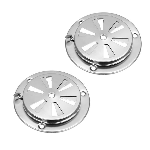 2 Pack BBQ Smoker Air Vent Set, 95mm Stainless Steel Grill Damper for Increased Airflow, Replacement Parts for Grill, Stove and Smoker