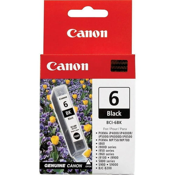 Canon 2 Pack BCI-6BK Black Ink Tank for Select i Series, S Series, PIXMA iP and MP Series Printers and the BJC 8200 Printer