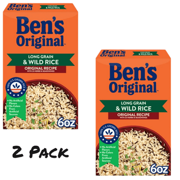 ( 2 Pack ) BEN'S ORIGINAL Flavored Long Grain Rice & Wild Rice, Boxed Rice, 6 OZ Box