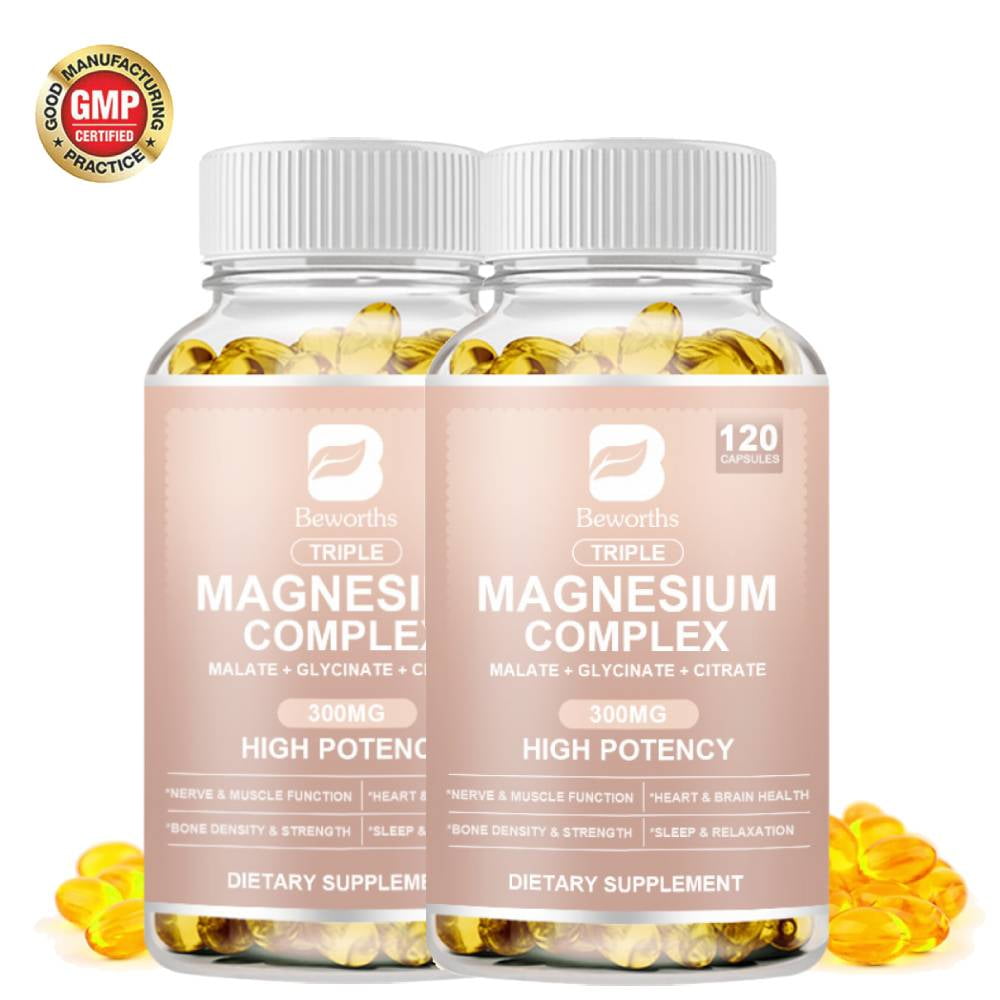 (2 Pack)BEWORTHS Triple Magnesium Complex 300mg of Magnesium