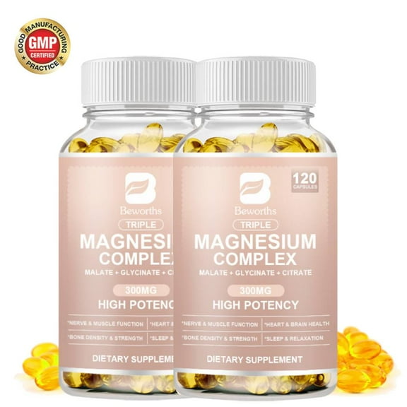 (2 Pack)Triple Magnesium Complex | Magnesium for Muscles, Sleep, Cramp Defense & Energy,240 Capsules