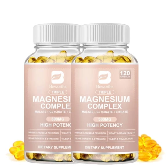 (2 Pack)Triple Magnesium Complex | Magnesium for Muscles, Sleep, Cramp Defense & Energy,240 Capsules