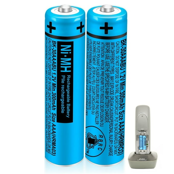2 Pack BK-30AAABU NI-MH AAA Rechargeable Batteries 300mah Battery 1.2V for Panasonic Cordless Phones,Remote Controls,Electronics