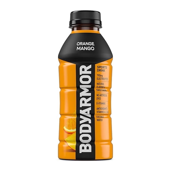 2-Pack BODYARMOR Sports Drink Sports Beverage, Orange Mango, Natural Flavors With Vitamins, Potassium-Packed Electrolytes, No Preservatives, Perfect For Athletes, 16 Fl Oz