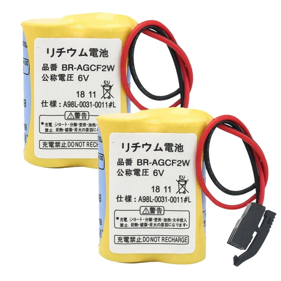 2-Pack BR-AGCF2W 6V 2200mAh Lithium Battery for FANUC A98L-0031-0011#L, A06B-6093-K001