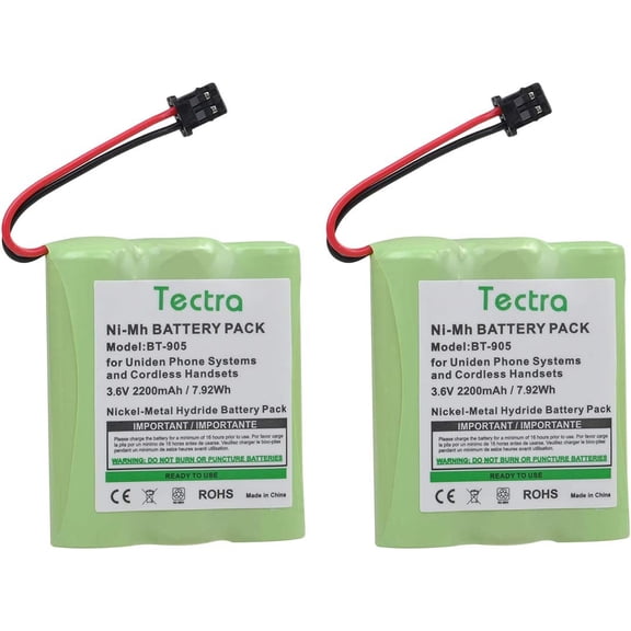 2-Pack BT-905 Cordless Phone Battery for BT905 BT-800 BT-1006 BBTY-0444001 BBTY-0449001 P-P501 P-P508 AT&T 200 24032 Telephones