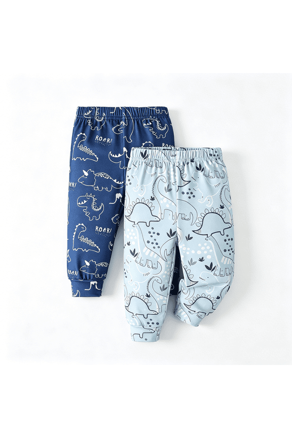 2-Pack Baby Boys Jogger Pants Soft Stretch Cotton Solid Color Elastic Waist Casual Bottoms Black,Gray,Green,Navy,Cream.Size 6M-4Y