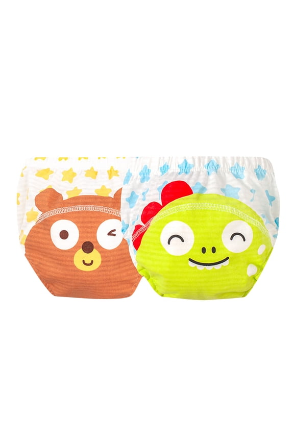 2 Pack Baby Diaper Panty Infant Boys Girls Cute Elastic Leakproof Underwear Potty Training Comfort Cotton Briefs, Khaki, 1 Years