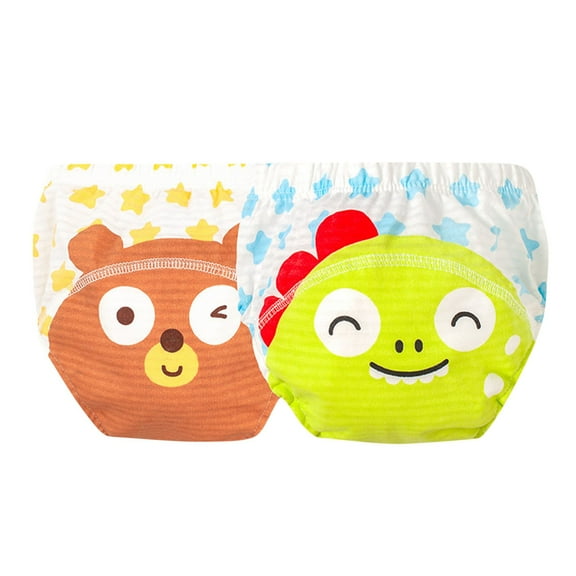 2 Pack Baby Diaper Panty Infant Boys Girls Cute Elastic Leakproof Underwear Potty Training Comfort Cotton Briefs, Khaki, 3 Months