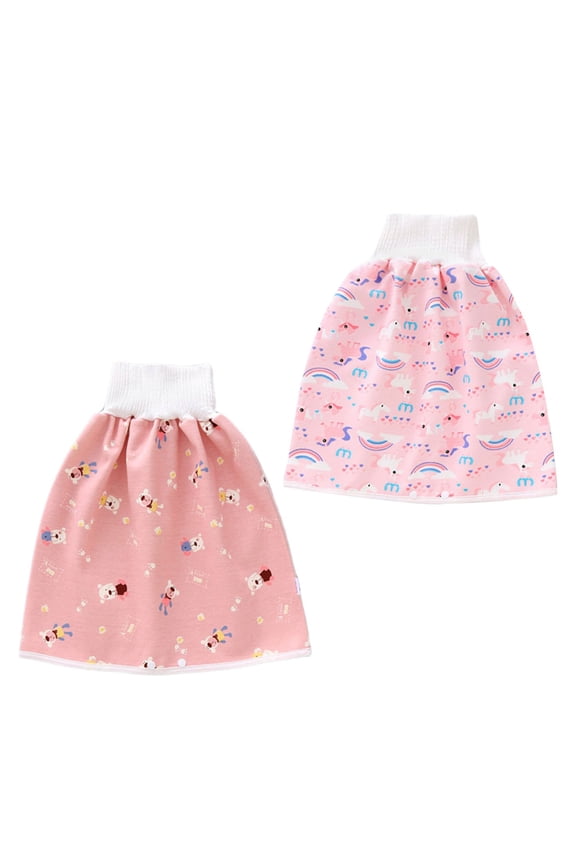 2 Pack Baby Diaper Skirt,Washable Waterproof Toddler Potty Training Skirt Cotton Toilet Training Nappy Skirt for Baby Boys Girls Night Time Sleeping