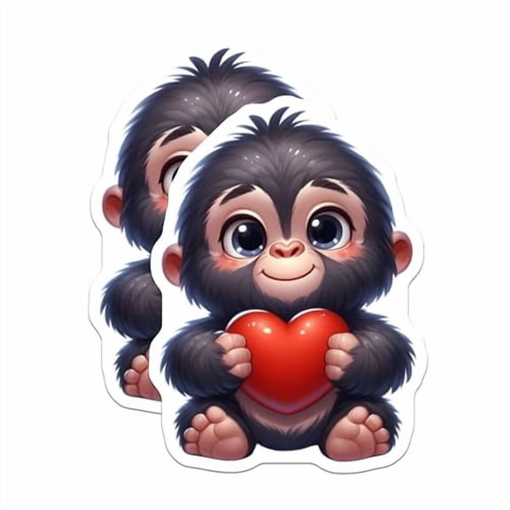 (2 Pack) Baby Gorilla Heart Magnets - Cute Animal Magnets - Adorable Fridge Magnets - 5" On Longest Side - for Cars, Fridges, Toolboxes - Made in USA - MAG3636