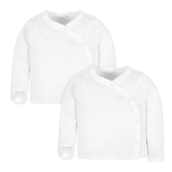 2-Pack Baby Neutral White Long Sleeve Side Snap Tee NEWBORN