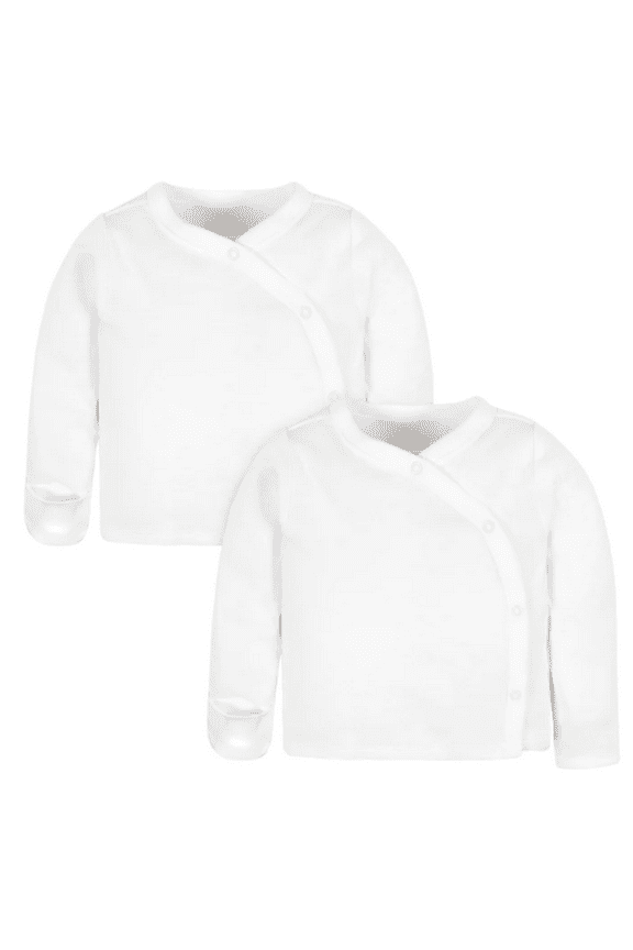 2-Pack Baby Neutral White Long Sleeve Side Snap Tee NEWBORN