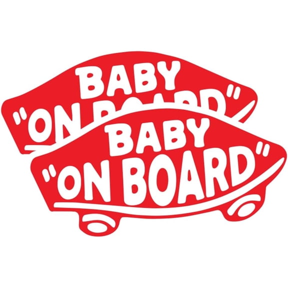 2-Pack Baby On Board Funny Skate Brand Parody Vinyl Sticker Decal for Car, Bumper, Window, Truck, SUV or Minivan (7" x 3.6")