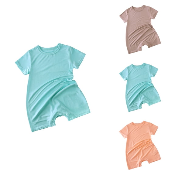 2-Pack Baby Romper Jumpsuits, Cotton Footless Short Sleeve Sleep and Play Clothes with 2-Way Zipper for Boys Girls 3-24 Months