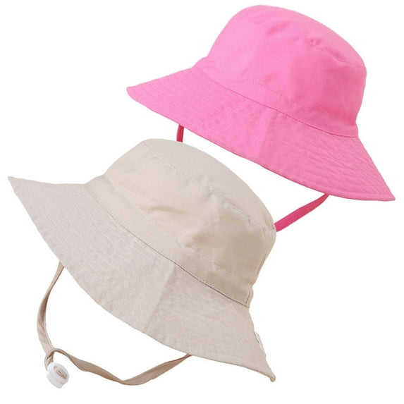 2 Pack Baby Sun Hat Summer Toddler Girl Boy UV Protection Bucket Hat Foldable Wide Brim Beach Hats for Kids 6 Months-8 Years