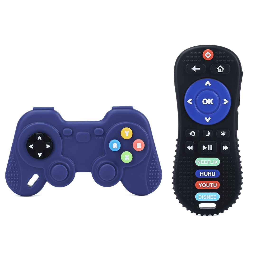 2Pack Baby Teether Toys Silicone Remote Control and Game Controller