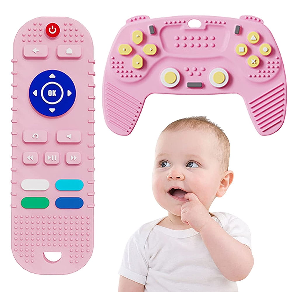 2 Pack Baby Teething Toys,Remote Control & Game Controller Silicone