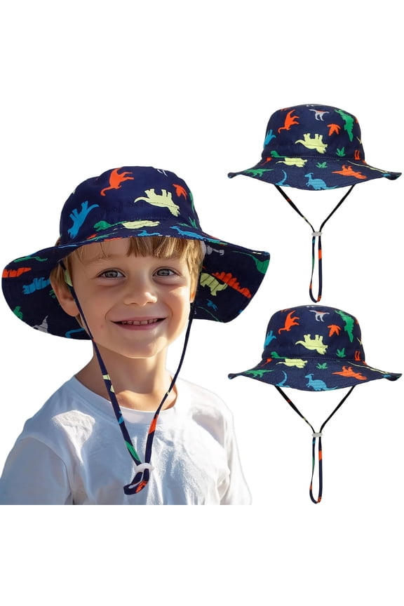 2 Pack Baby Toddler Sun Hat UPF 50+ Sun Protection Bucket Hats for Boys Girls Wide Brim Beach Hat Kids Bucket Hat Age 0-6 Years