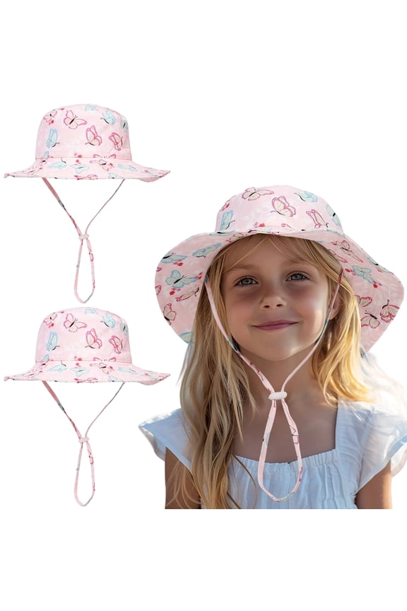 2 Pack Baby Toddler Sun Hat UPF 50+ Sun Protection Bucket Hats for Boys Girls Wide Brim Beach Hat Kids Bucket Hat Age 0-6 Years