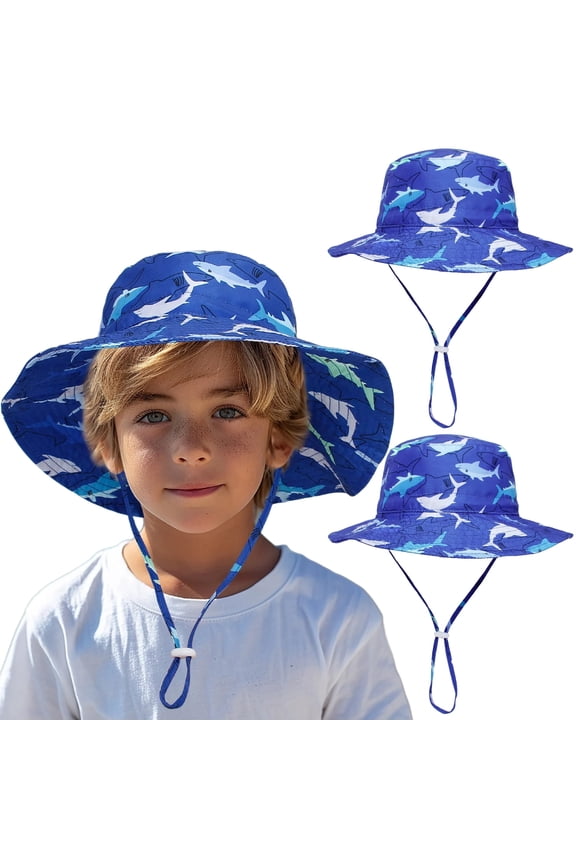 2 Pack Baby Toddler Sun Hat UPF 50+ Sun Protection Bucket Hats for Boys Girls Wide Brim Beach Hat Kids Bucket Hat Age 0-6 Years