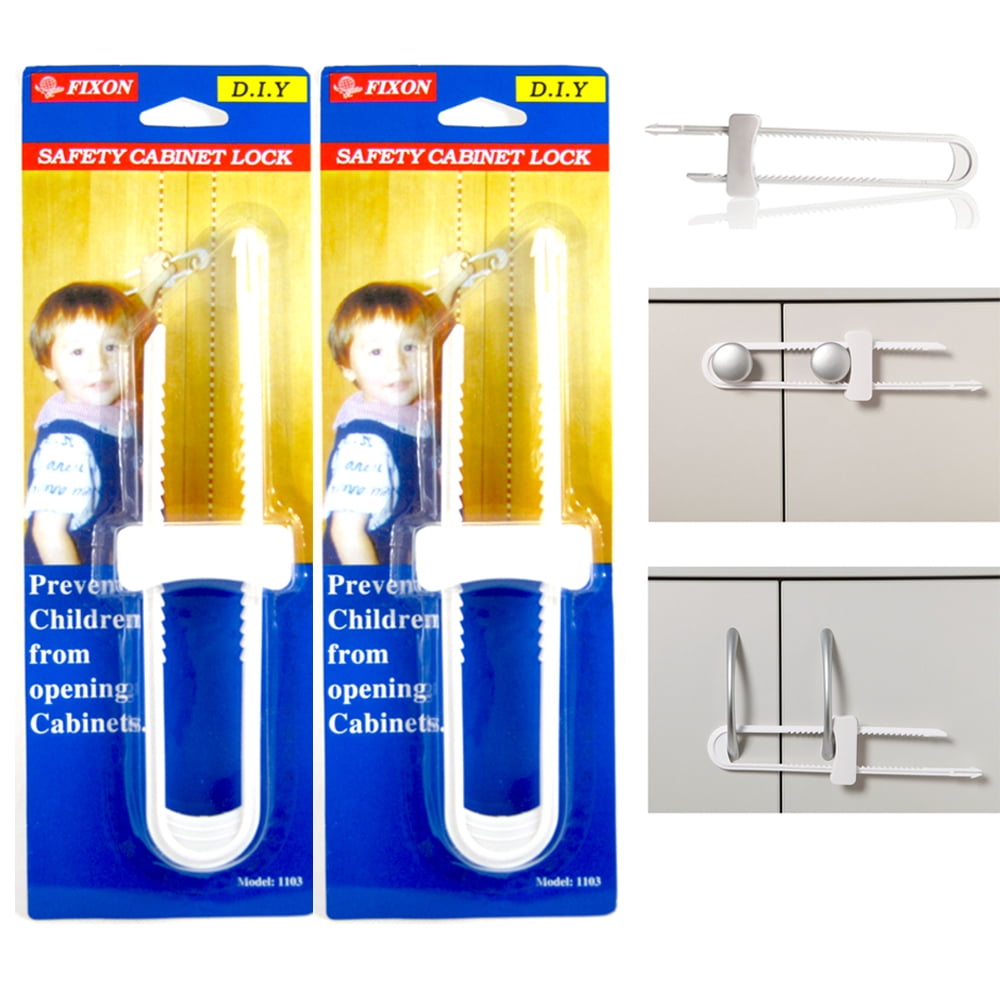 Children Lock 2 Pack Baby U Shape Safety Cabinet Locks Child Proof Drawer Door Fridge ...