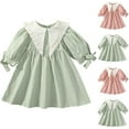 thumbnail image 1 of 2 Pack Babydoll Dresses for Girls Size 1-6 Toddlers Kids Cute Puffed Elbow-Sleeve Doll-Collar Lightweight Color-Block A-Line Princess-Dress, 1 of 8