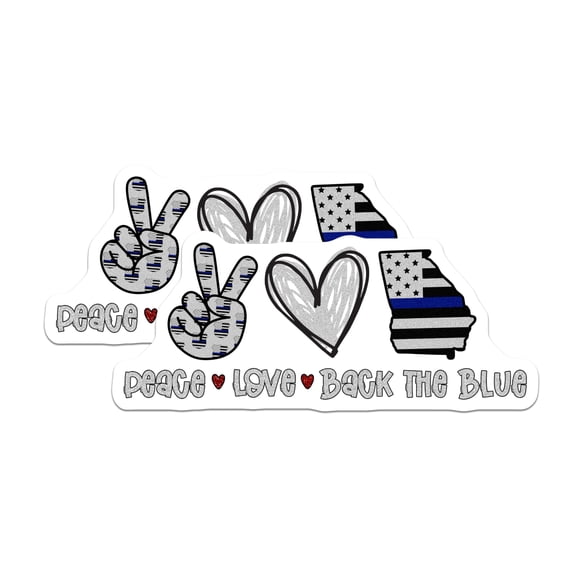 (2 Pack) Back The Blue Stickers - Police Support Decals - Georgia State - 5" On Longest Side - Sticks to Smooth Flat Surfaces - Made in USA - BMCS17255