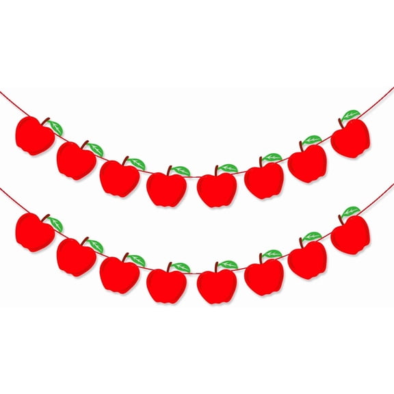 2 Pack Back to School Apples Banner Garland First Day of School Decorations Party Decor for Classroom Blackboard Home Birthday Baby Shower Party Decor Supplies