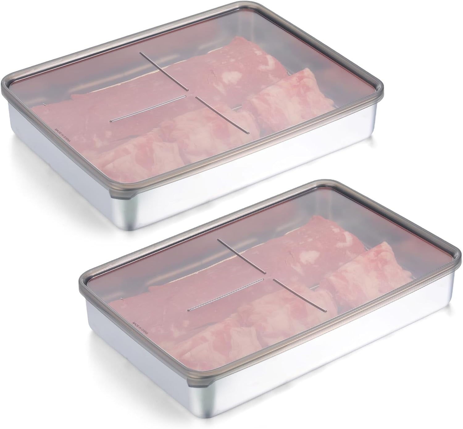 2 Pack Bacon Container for Refrigerator 304 Stainless Steel Airtight