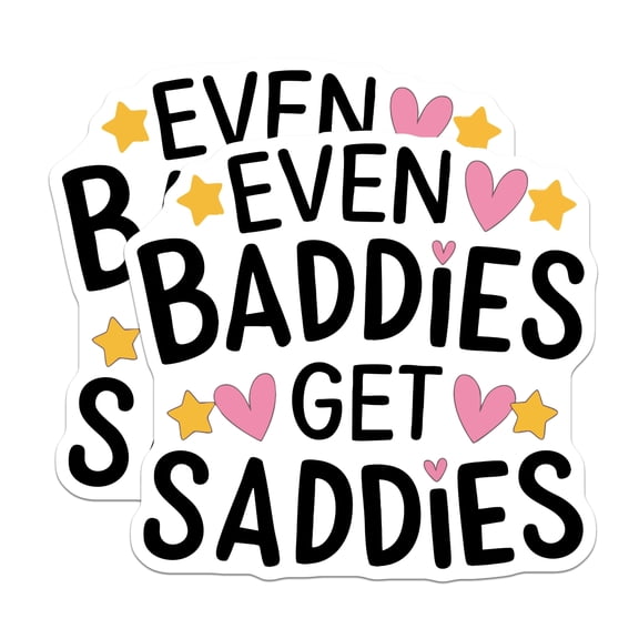 (2 Pack) Baddie Aesthetic Magnets - Even Baddies Get Saddies Quote - Mental Health Awareness Fridge Decor - 5 Inches On Longest Side - Thick Durable Magnet - Made in USA - MAG20288