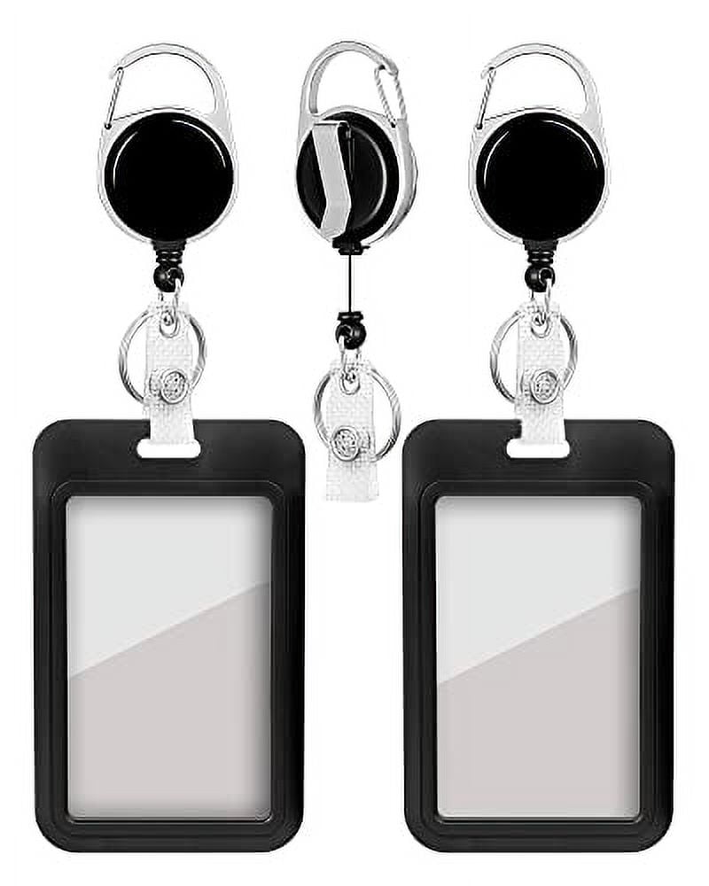 2 Pack Badge Holder and Heavy Duty Retractable Reel, ID Badge Holders