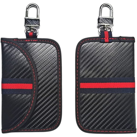 2 Pack Bag for Key Fob, Key Fob Protector Signal Blocking Anti-Theft Pouch Key Fob (Carbon Fiber Texture)