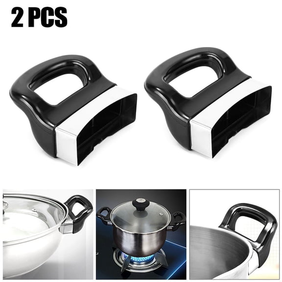 2-Pack Bakelite Metal Pressure Cooker Side Handles Replacement for Steamer Sauce Pot Stockpot Accessories Black