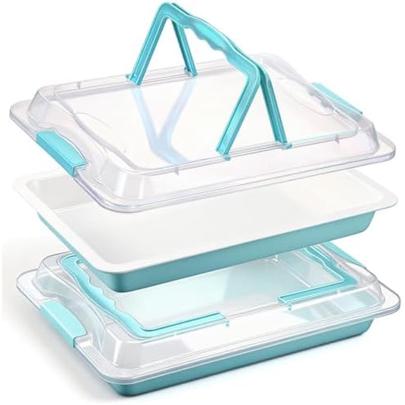 2 Pack Baking Sheet Pan with Lid 11 x 16 Inch Non-stick Cake Cookie Sheets for Baking Loaf Pan Dish with Lid for Brownies Casseroles Travel Party Outdoor Picnics$$Home Decor, Kitchen, & Other