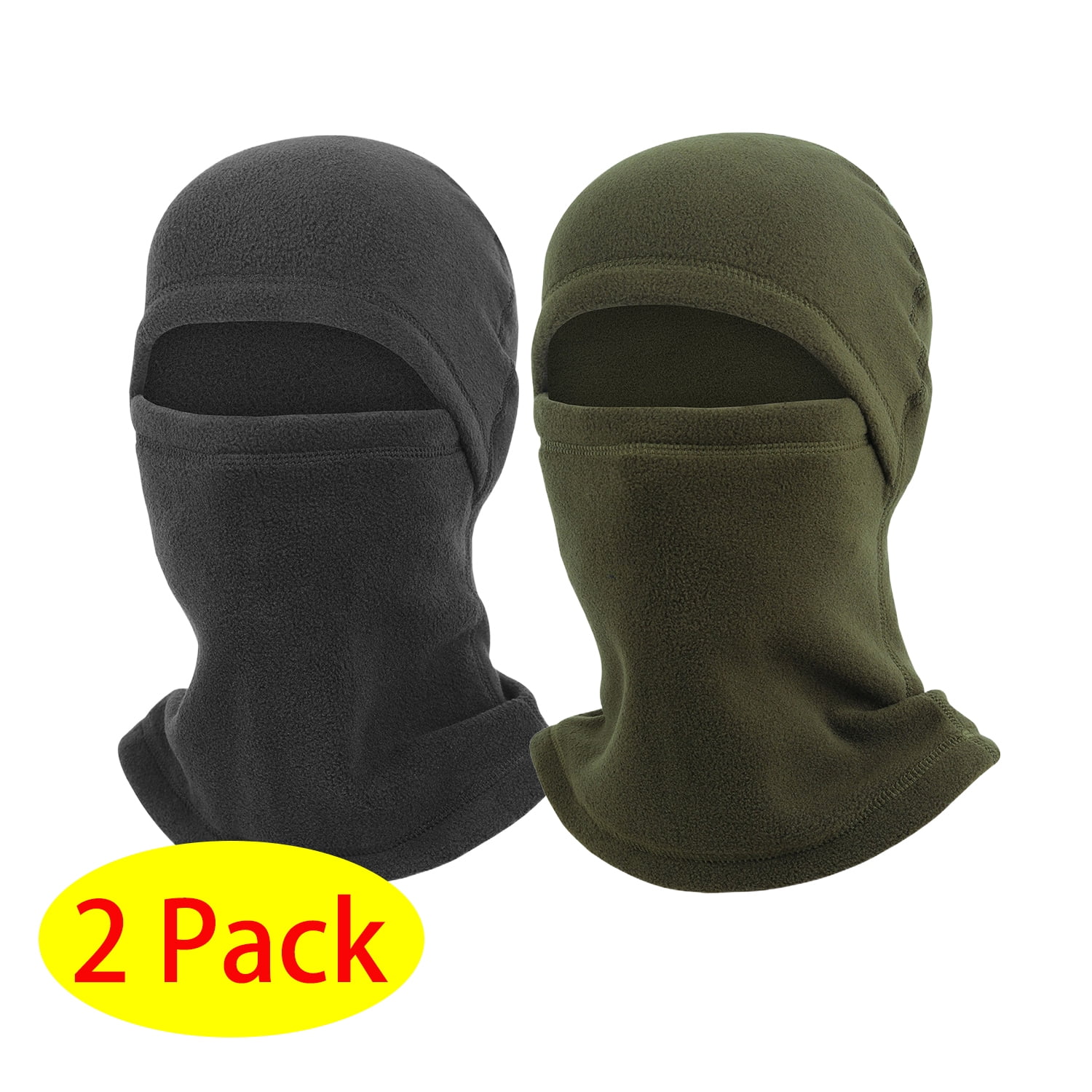 2 Pack Balaclava Face Mask Face Cover Skin-Friendly Warm Full Cover Mask Skiing Hiking Black&Green