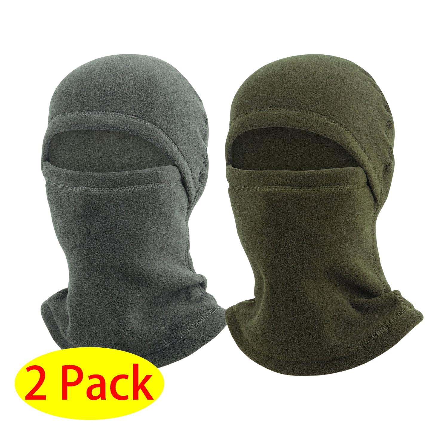 2 Pack Balaclava Face Mask Men Women Thermal Ski Mask Skin-Friendly Winter Ski Mask Gray&Green