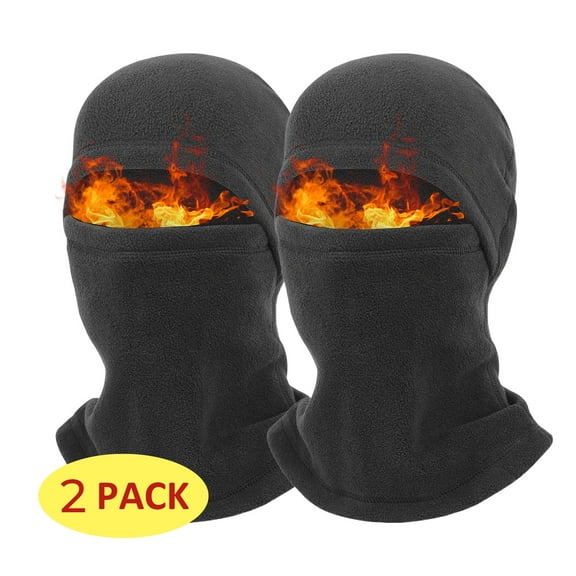 2 Pack Balaclava Face Mask Thermal Ski Mask for Men Winter Full Face Cover Black
