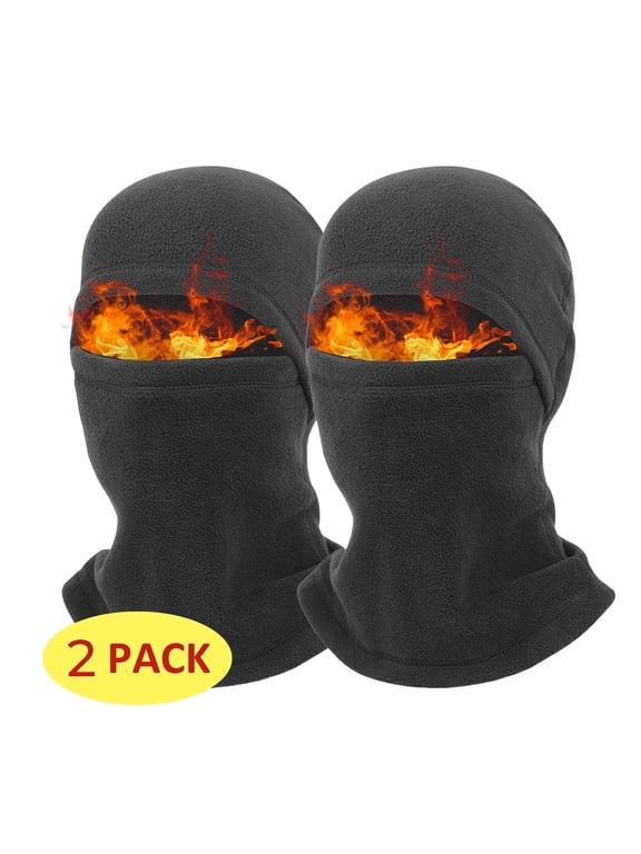 2 Pack Balaclava Face Mask Thermal Ski Mask for Men Winter Full Face Cover Black