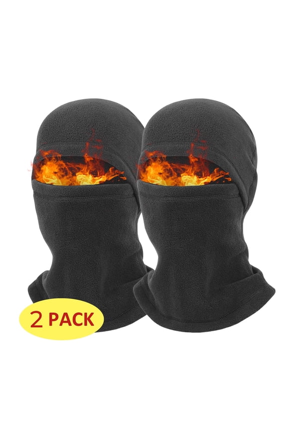 2 Pack Balaclava Face Mask Thermal Ski Mask for Men Winter Full Face Cover Black