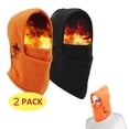 thumbnail image 1 of 2 Pack Ski Mask for Men Fleece Balaclava Winter Full Face Masks Windproof Black Orange, 1 of 7