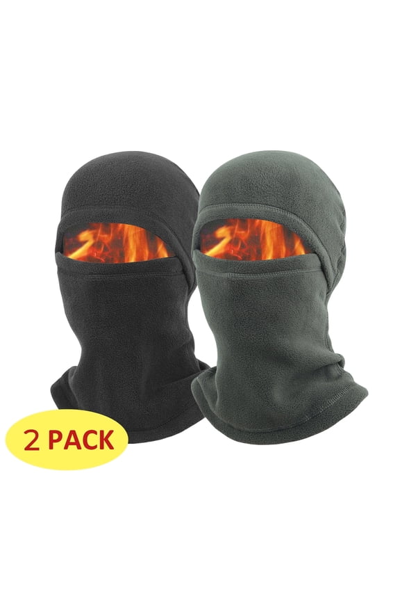 2 Pack Balaclava Masks Full Face Cover Ski Mask with Fleece Lining for Cold Weather Activities Black Gray
