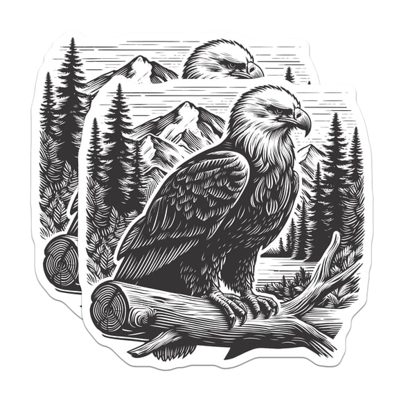 (2 Pack) Bald Eagle Wildlife Magnets - Mountain Forest Landscape Scene - Majestic Raptor Nature Home Decor - 5 Inches On Longest Side - Thick Durable Magnet - Made in USA - MAG21225