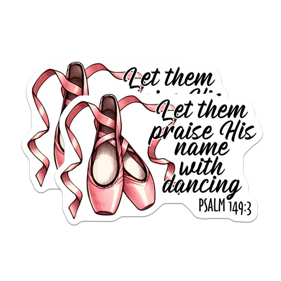 (2 Pack) Ballet Dancer Magnets - Praise with Dancing - Ballerina Shoe Decor - 5" On Longest Side - Premium Magnet - for Cars, Refrigerators, Toolboxes, Lockers - Made in USA - MAG15367