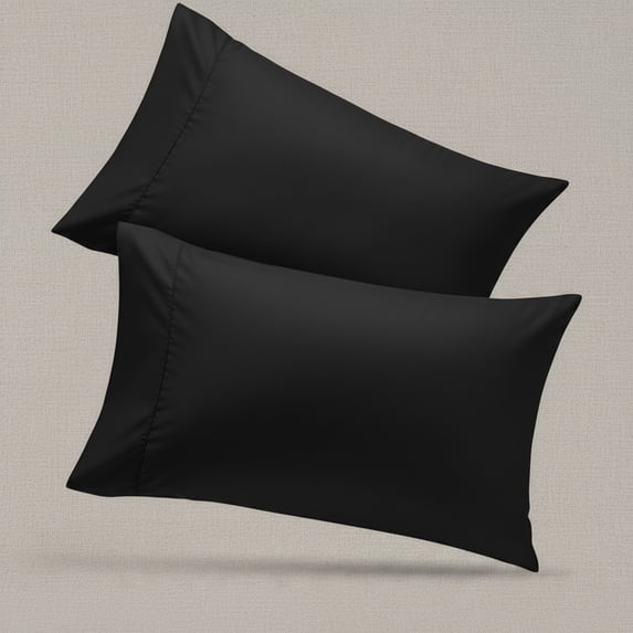 2-Pack Bamboo Rayon Cooling Pillowcases – Ultra Soft & Durable-Black, Queen