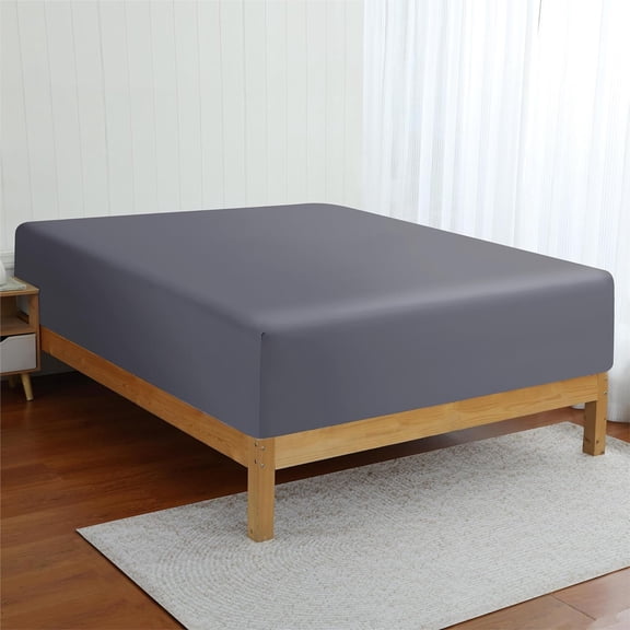 2 Pack Bamboo Viscose Cooling Fitted Sheet Full Size Only, 400 Thread Count, 16" Deep Pocket Cooling Bottom Sheets for Hot Sleeper, Silky Soft Breathable (Full, Dark Grey)