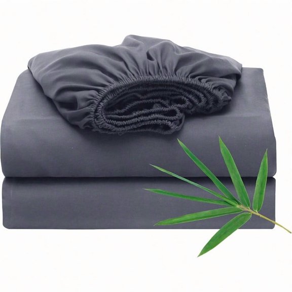 2 Pack Bamboo Viscose Cooling Fitted Sheet Twin XL Size Only 400 Thread Count 16 Deep Pocket Cooling Bottom Sheets for Hot Sleeper Silky Soft Breathable Twin XL Dark Grey