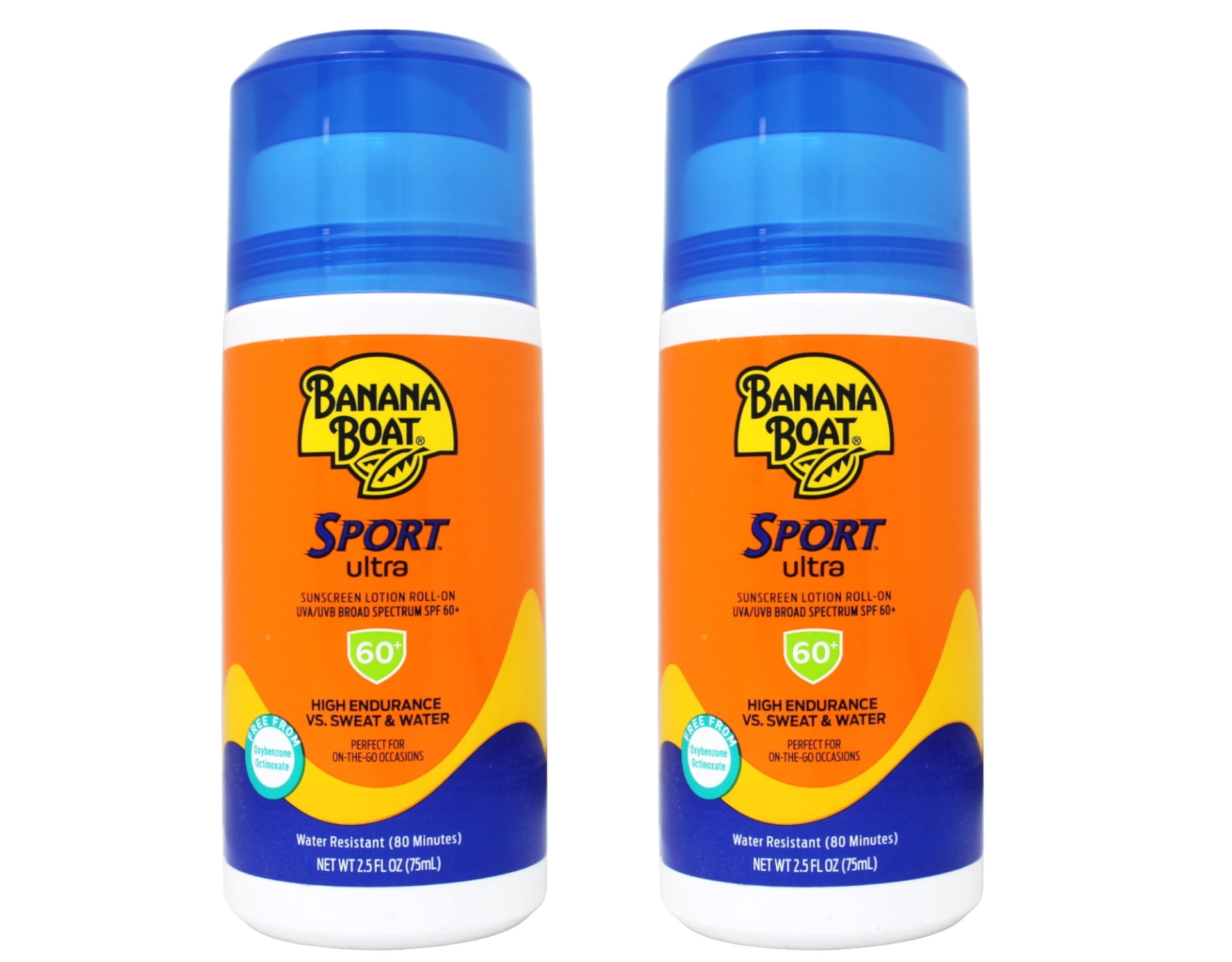 2 Pack - Banana Boat Sport Ultra Sunscreen Lotion Roll-On 2.5 Oz, 60 SPF, Water Resistant (80 Minutes) Sunblock, Superior Endurance VS Sweat & Water