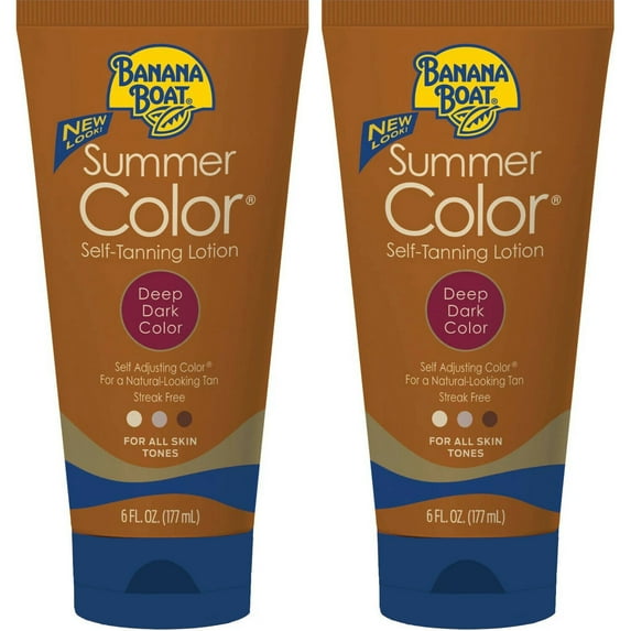 2 Pack Banana Boat Summer Color Self-Tanning Lotion, Deep Dark Color 6oz Each
